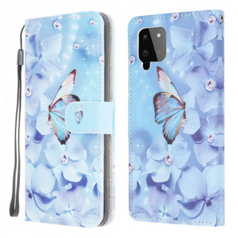 Κάλυμμα Samsung Galaxy A22 με κορδονι Strappy Diamond Butterflies