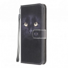Θήκη Flip Samsung Galaxy A22 με κορδονι Strappy Black Cat Eyes