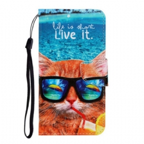 Θήκη Flip Samsung Galaxy A71 με κορδονι Cat Live It Strappy