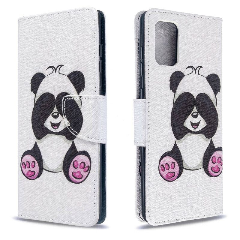 Θήκη Flip Samsung Galaxy A71 Panda Fun