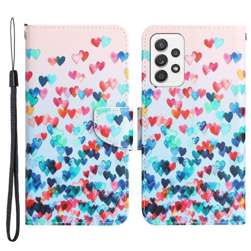 Κάλυμμα Samsung Galaxy A53 5G με κορδονι Strappy Hearts Rain