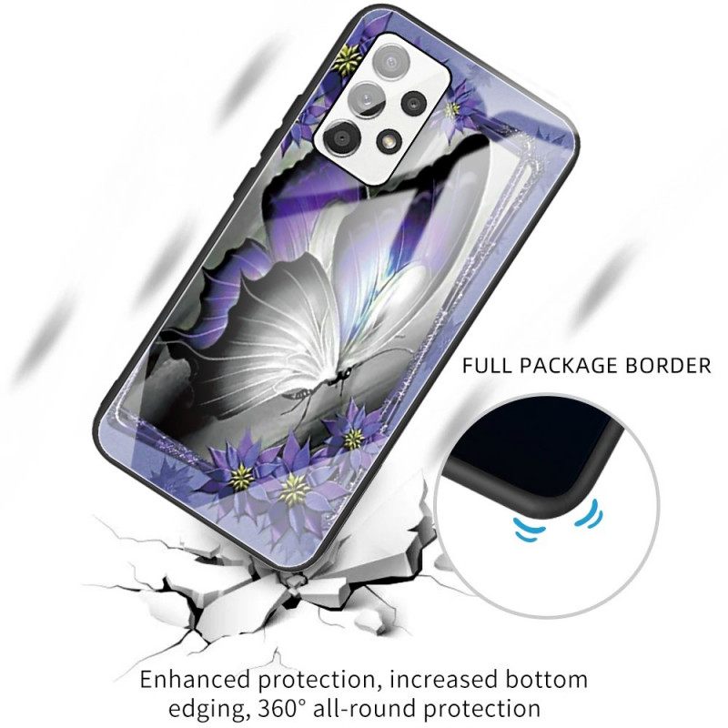 θηκη κινητου Samsung Galaxy A53 5G Μωβ Butterfly Tempered Glass