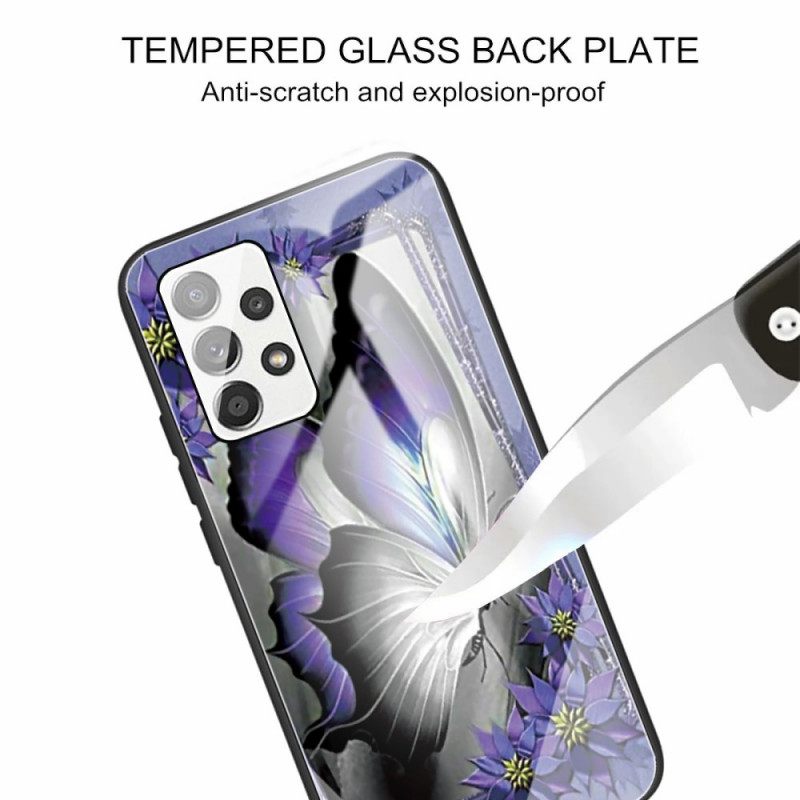 θηκη κινητου Samsung Galaxy A53 5G Μωβ Butterfly Tempered Glass