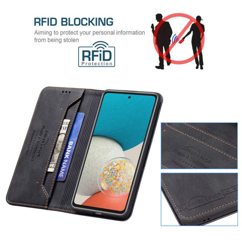 θηκη κινητου Samsung Galaxy A53 5G Θήκη Flip Rfid Sewing Binfen Χρώμα