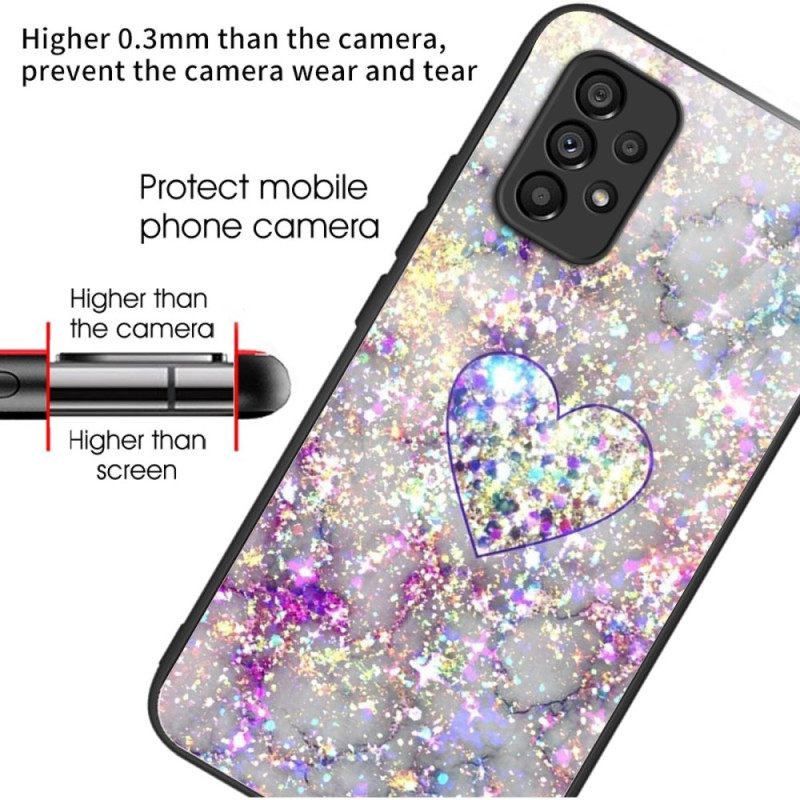 Θήκη Samsung Galaxy A53 5G Glitter Heart Tempered Glass