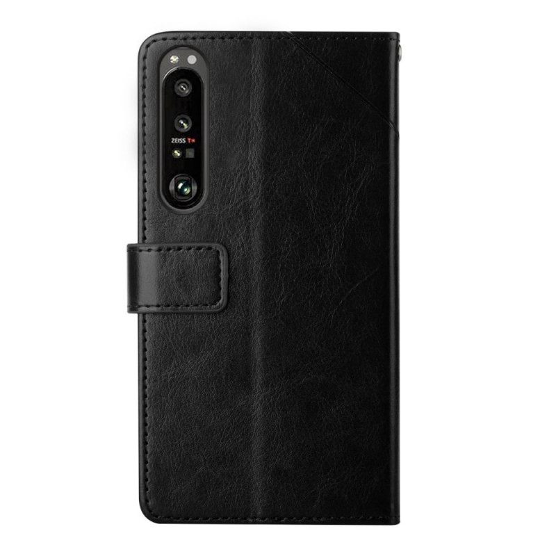 δερματινη θηκη Sony Xperia 1 IV με κορδονι Strappy Y Pattern