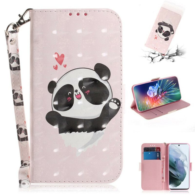 Κάλυμμα Samsung Galaxy S21 FE με κορδονι Panda Love With Lanyard