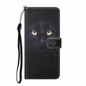 Κάλυμμα Samsung Galaxy S21 FE με κορδονι Strappy Black Cat Eyes