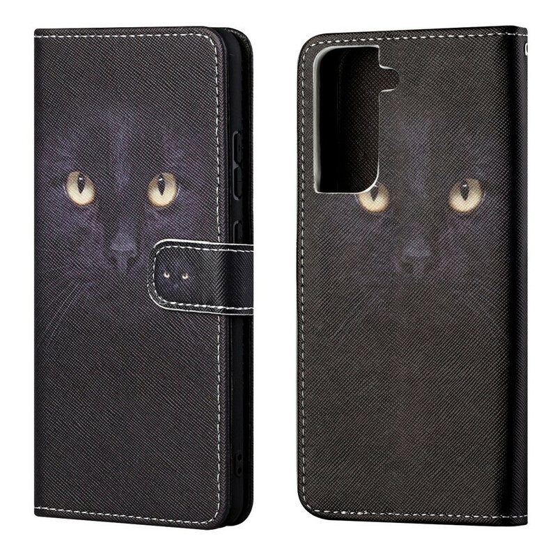 Κάλυμμα Samsung Galaxy S21 FE με κορδονι Strappy Black Cat Eyes