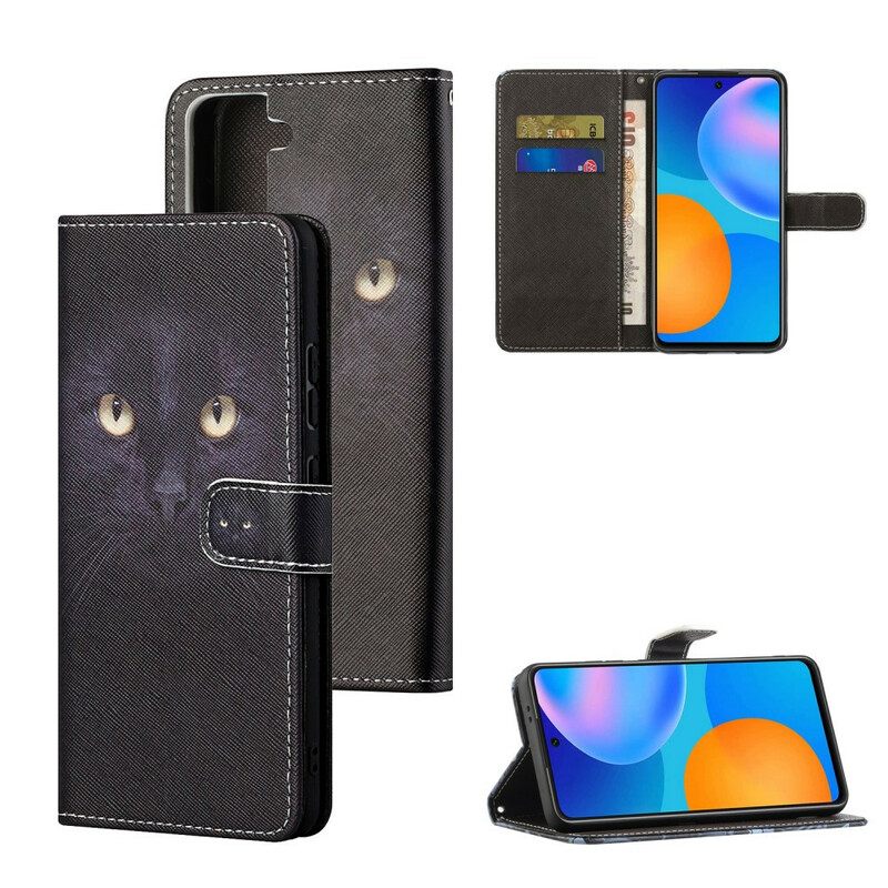 Κάλυμμα Samsung Galaxy S21 FE με κορδονι Strappy Black Cat Eyes