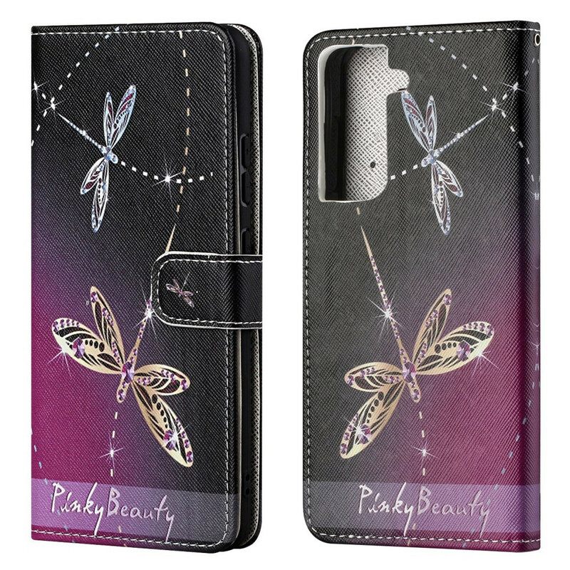 Κάλυμμα Samsung Galaxy S21 FE με κορδονι Strappy Dragonflies