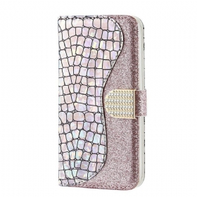 Θήκη Flip Samsung Galaxy S21 FE Crocodile Diamonds