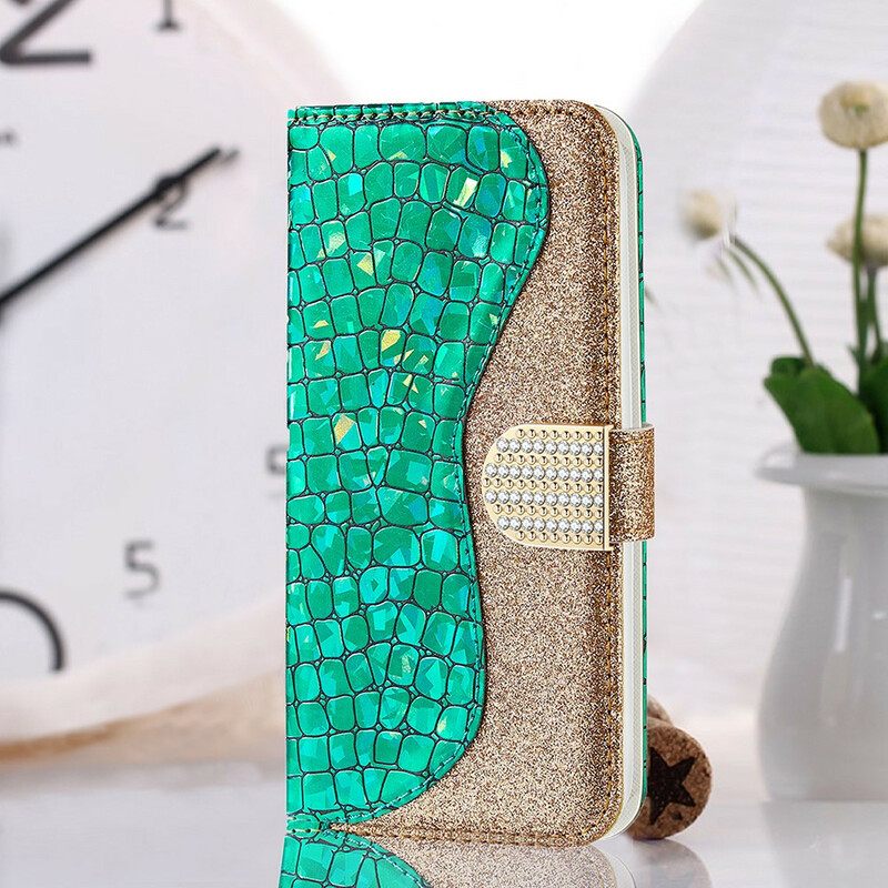 Θήκη Flip Samsung Galaxy S21 FE Crocodile Diamonds