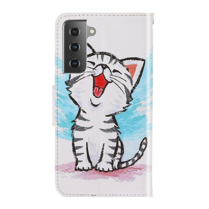 Θήκη Flip Samsung Galaxy S21 FE με κορδονι Strappy Color Kitten