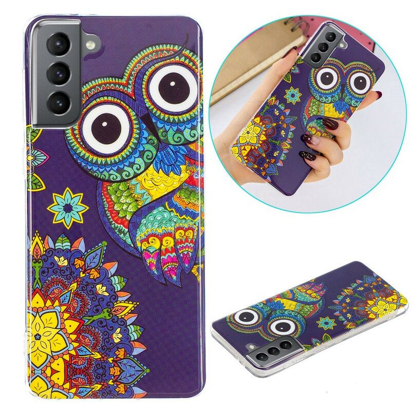 Θήκη Samsung Galaxy S21 FE Fluorescent Owl Mandala