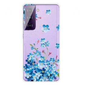 Θήκη Samsung Galaxy S21 FE Μπλε Λουλούδια