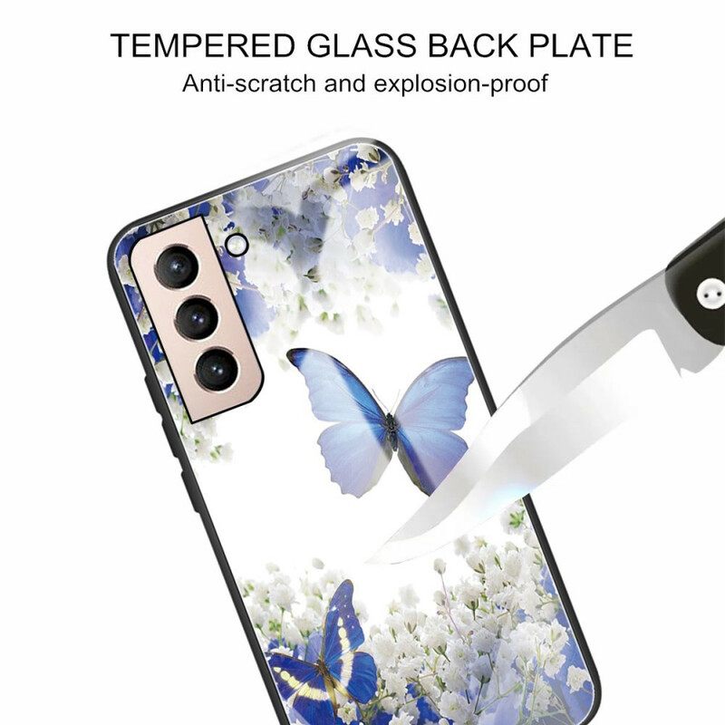 Θήκη Samsung Galaxy S21 FE Πεταλούδες Σχέδιο Tempered Glass