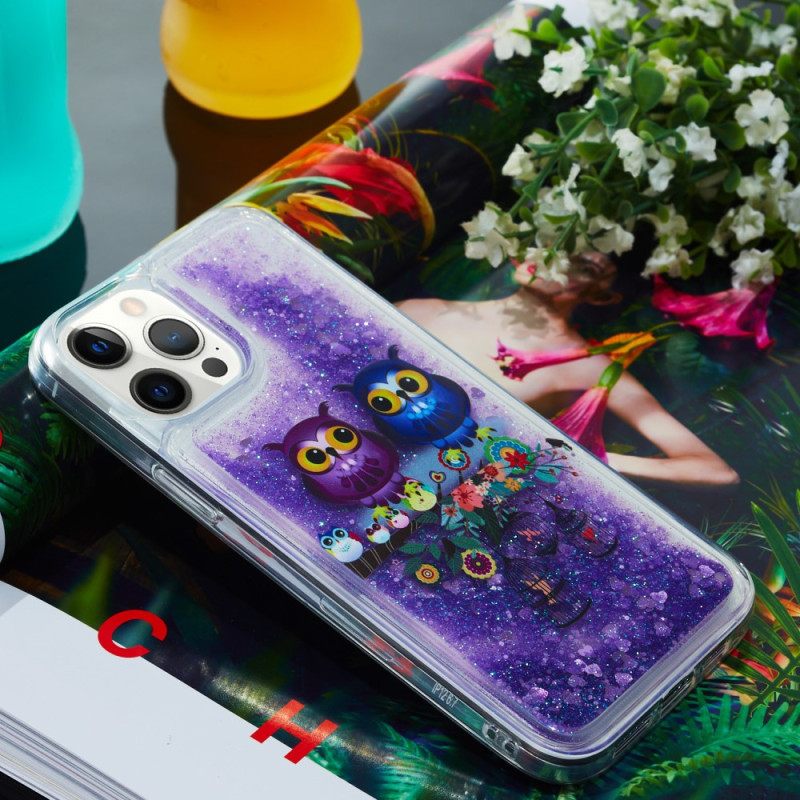 Θήκη iPhone 15 Pro Max Glitter Ζευγάρι Κουκουβάγιες