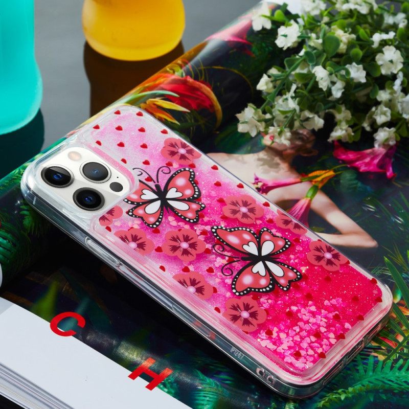 Θήκη iPhone 15 Pro Max Πεταλούδες Glitter