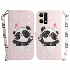 Κάλυμμα Oppo Reno 7 με κορδονι Panda Love With Lanyard