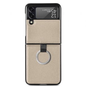 Θήκη Samsung Galaxy Z Flip 3 5G Θήκη Flip Δερμάτινο Εφέ Με Δαχτυλίδι