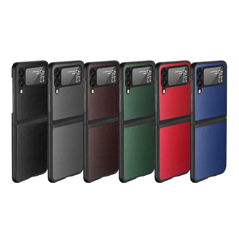 Θήκη Samsung Galaxy Z Flip 3 5G Θήκη Flip Litchi Leather Style 2 Τεμάχια