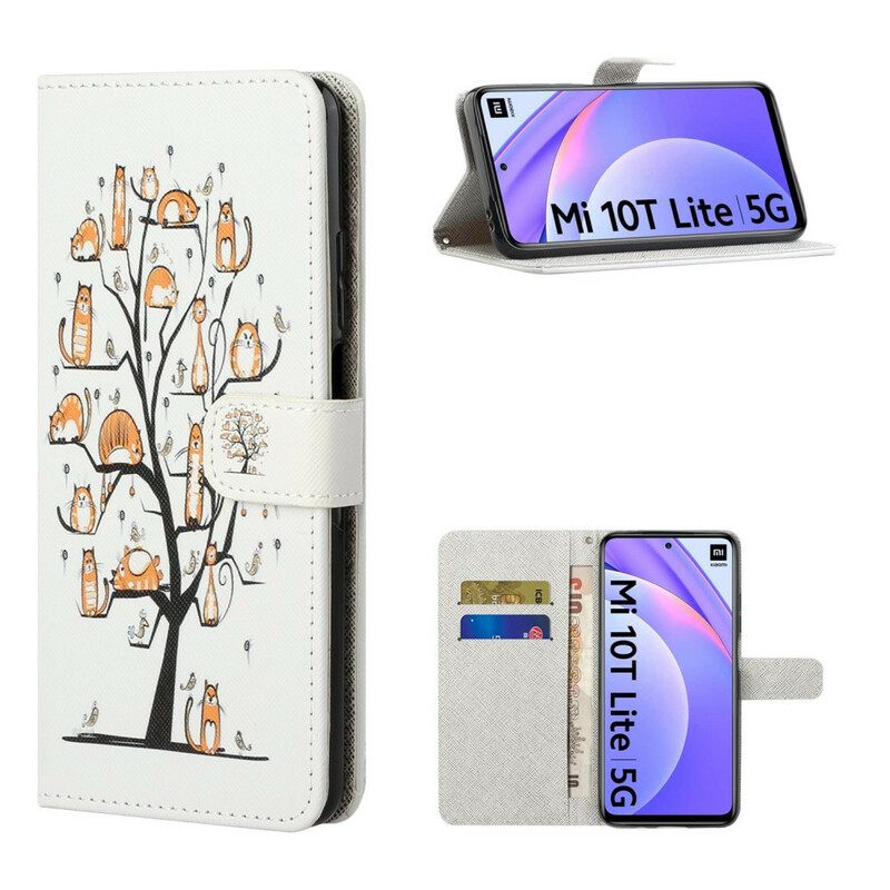 Θήκη Flip Xiaomi Mi 10T Lite με κορδονι Funky Cats Με Λουράκι