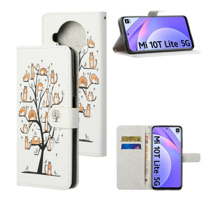 Θήκη Flip Xiaomi Mi 10T Lite με κορδονι Funky Cats Με Λουράκι