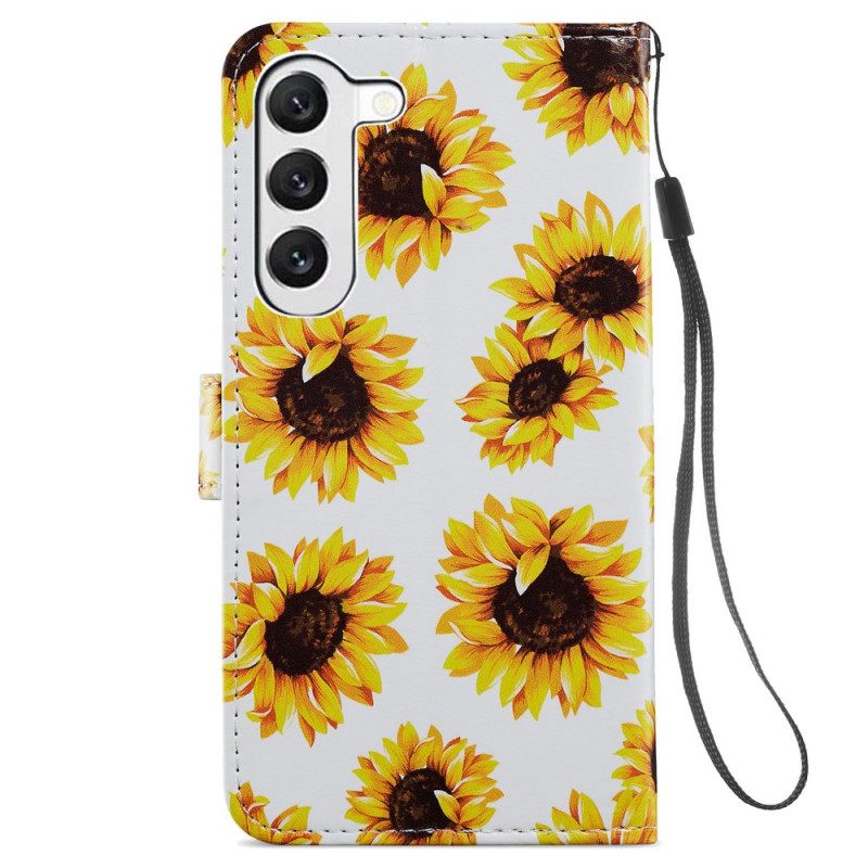 Δερματινη Θηκη Samsung Galaxy S24 5g Strap Sunflowers Σιλικόνης