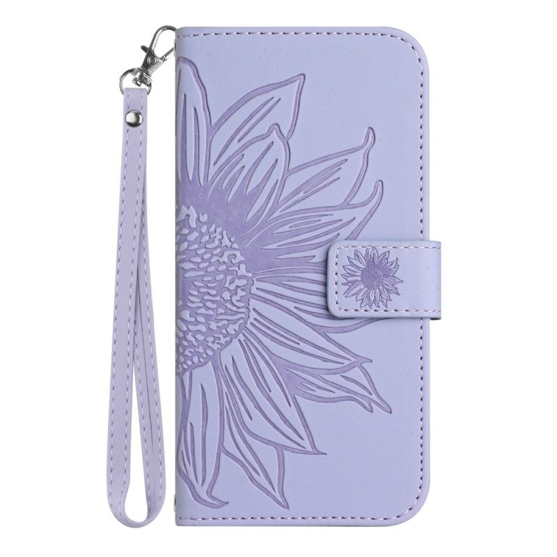 Θήκη Flip Xiaomi Redmi Note 12 Pro με κορδονι Strappy Sunflower