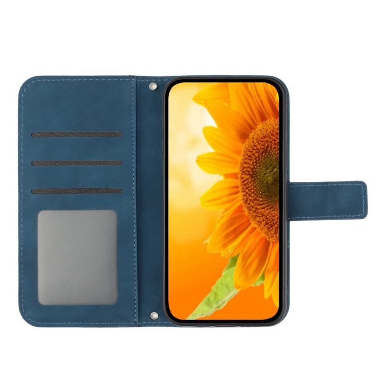 Θήκη Flip Xiaomi Redmi Note 12 Pro με κορδονι Strappy Sunflower