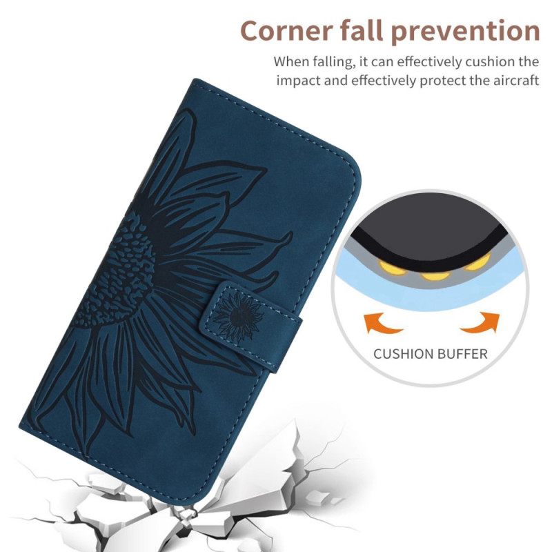 Θήκη Flip Xiaomi Redmi Note 12 Pro με κορδονι Strappy Sunflower