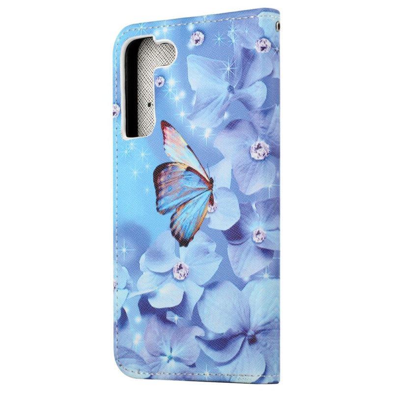 Κάλυμμα Samsung Galaxy S23 5G με κορδονι Strappy Diamond Butterflies