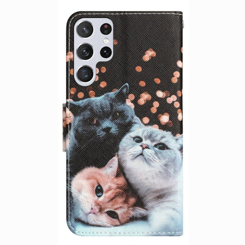 Κάλυμμα Samsung Galaxy S23 Ultra 5G με κορδονι Μόνο Thong Cats