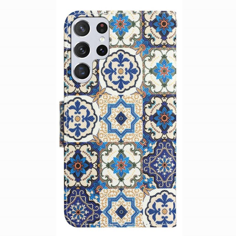 Κάλυμμα Samsung Galaxy S23 Ultra 5G με κορδονι Strappy Patchwork