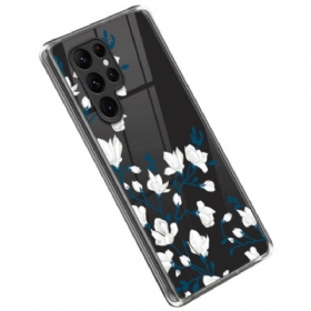 θηκη κινητου Samsung Galaxy S23 Ultra 5G Λευκά Λουλούδια