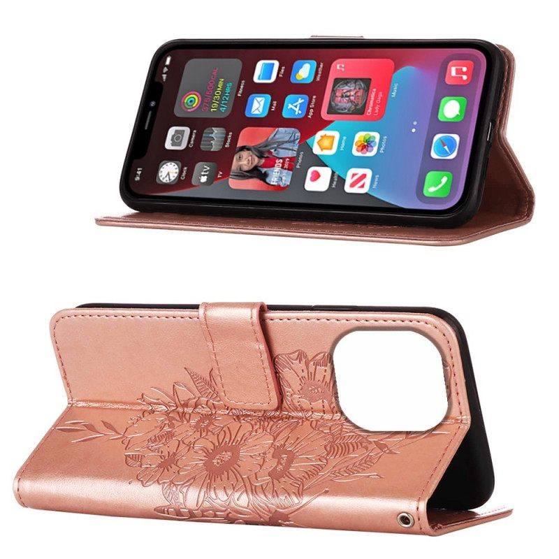 Κάλυμμα iPhone 14 Pro Max με κορδονι Μπαρόκ Strappy Butterfly