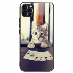 Θήκη iPhone 14 Pro Max Poker Cat Tempered Glass