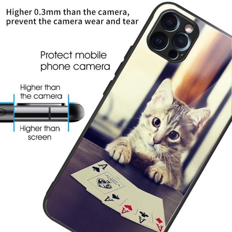 Θήκη iPhone 14 Pro Max Poker Cat Tempered Glass