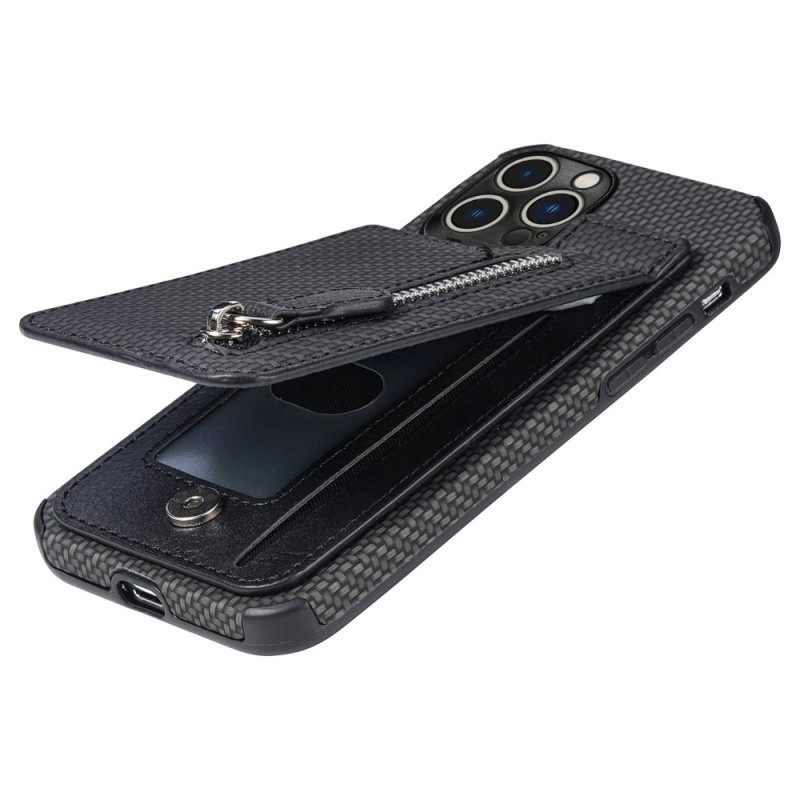 θηκη κινητου iPhone 14 Pro Max πορτοφολι Carbon Fiber Και Πορτοφόλι