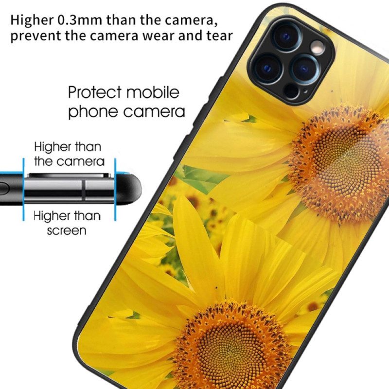 θηκη κινητου iPhone 14 Pro Max Tempered Glass Sunflowers