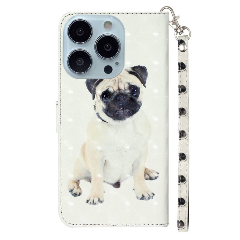 Κάλυμμα iPhone 15 Pro με κορδονι 3d Pug Με Λουράκι