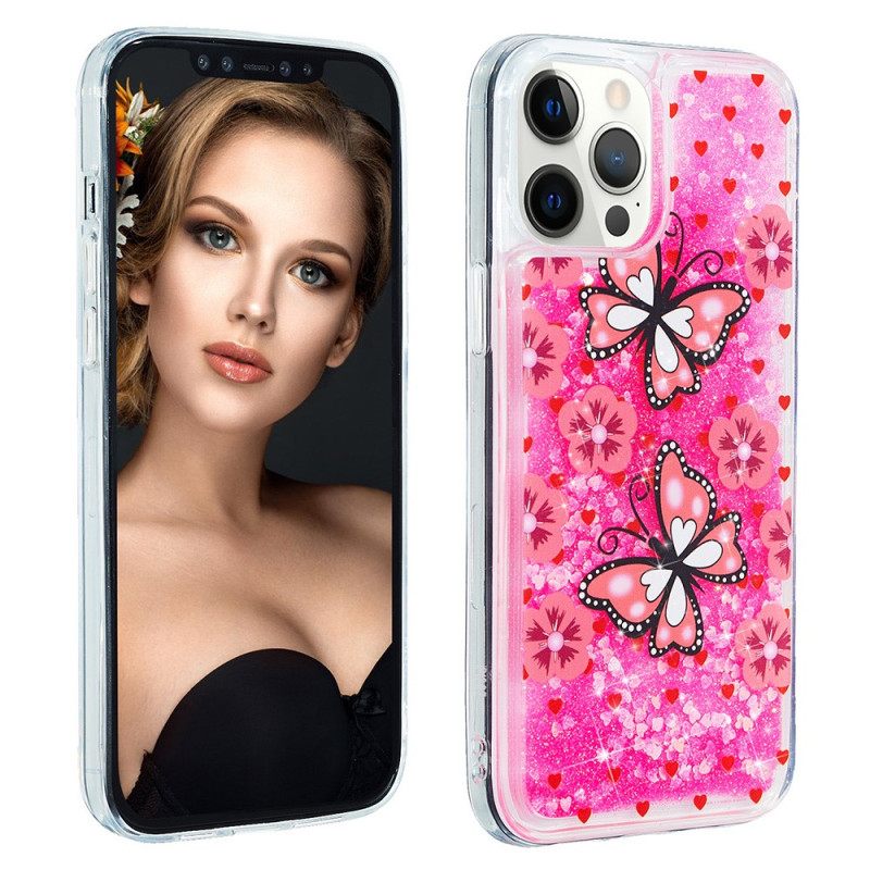 θηκη κινητου iPhone 15 Pro Πεταλούδες Glitter