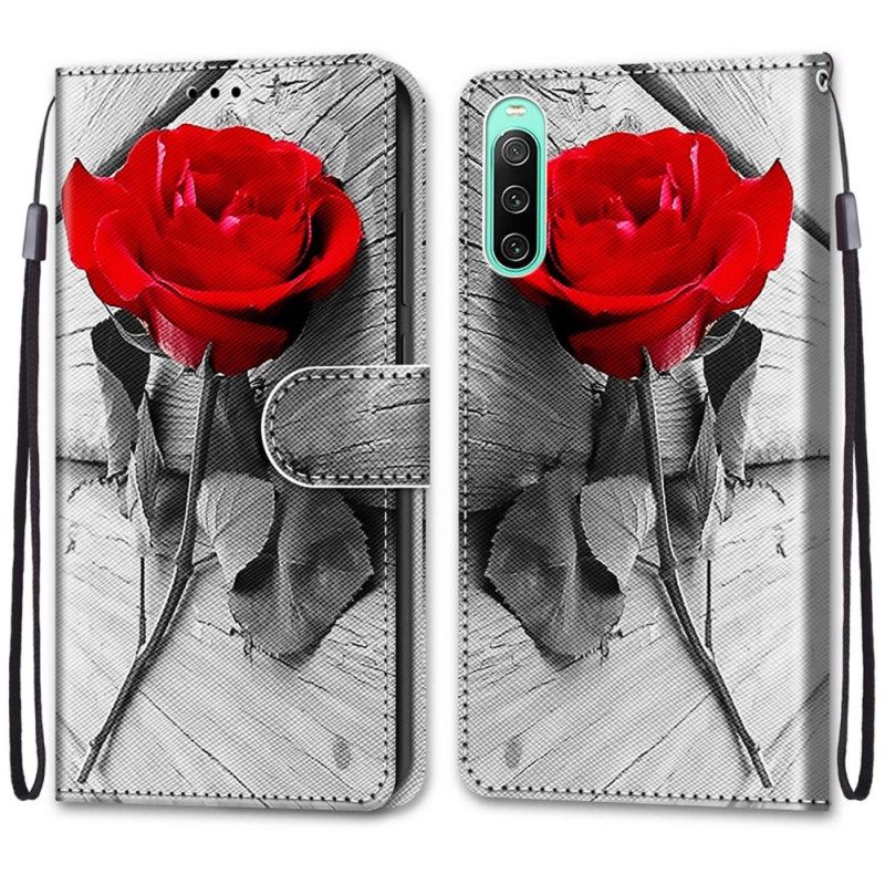 δερματινη θηκη Sony Xperia 10 IV Floral Με Λουράκι