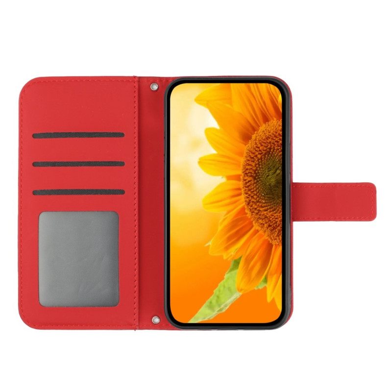 δερματινη θηκη Sony Xperia 10 IV με κορδονι Strappy Sunflower