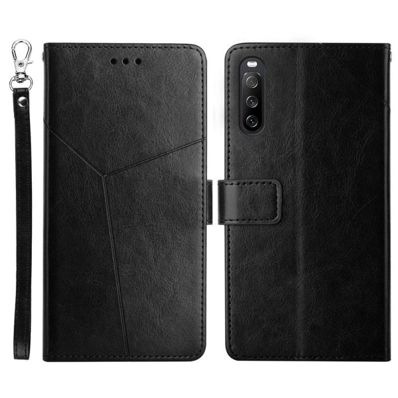 δερματινη θηκη Sony Xperia 10 IV με κορδονι Strappy Y Pattern