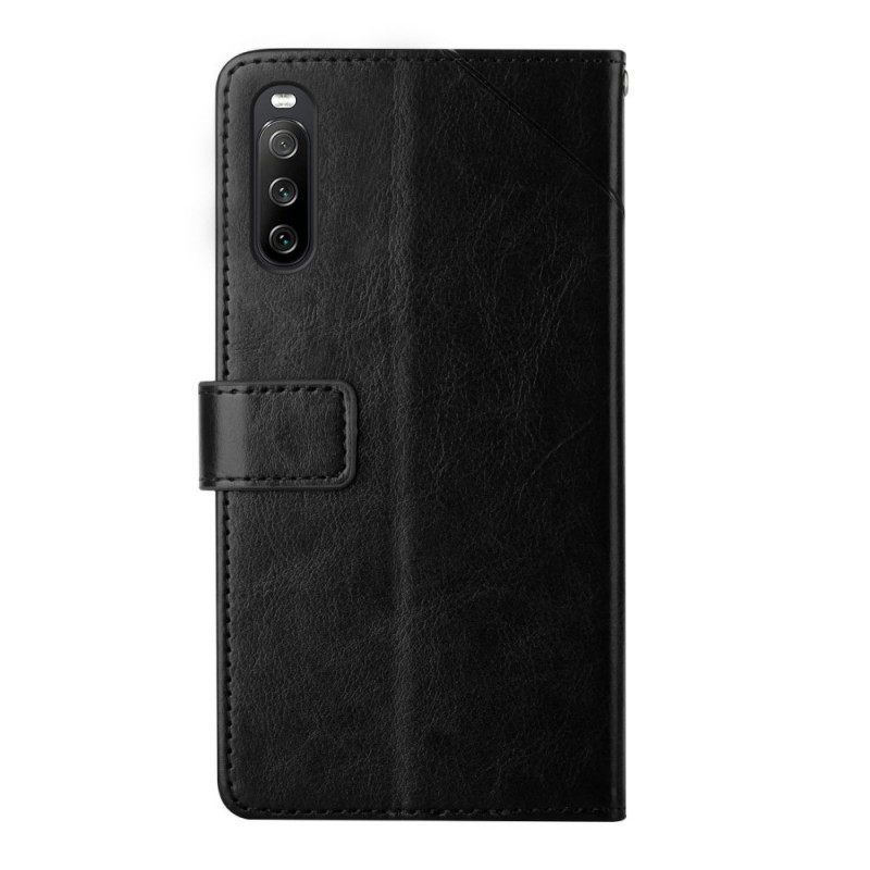 δερματινη θηκη Sony Xperia 10 IV με κορδονι Strappy Y Pattern