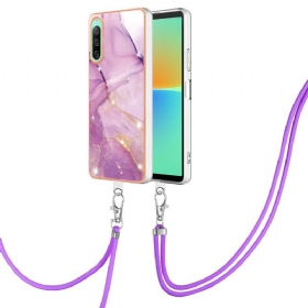 Θήκη Sony Xperia 10 IV με κορδονι Με Μαρμάρινο Κορδόνι