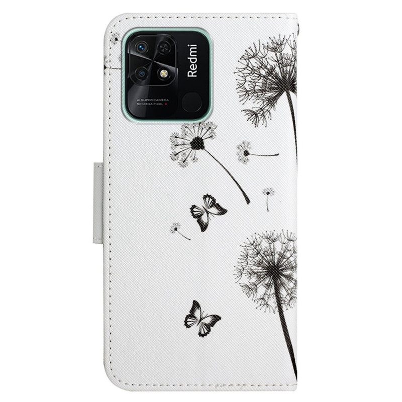 δερματινη θηκη Xiaomi Redmi 10C με κορδονι Lanyard Love Dandelions