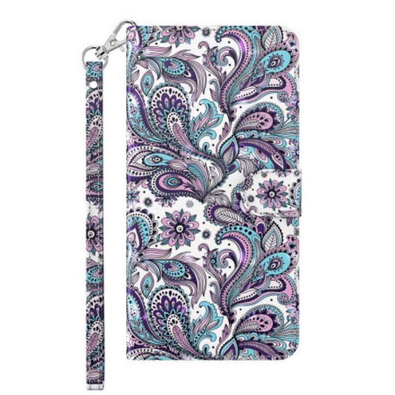 δερματινη θηκη Xiaomi Redmi 10C με κορδονι Strappy Paisley Pattern